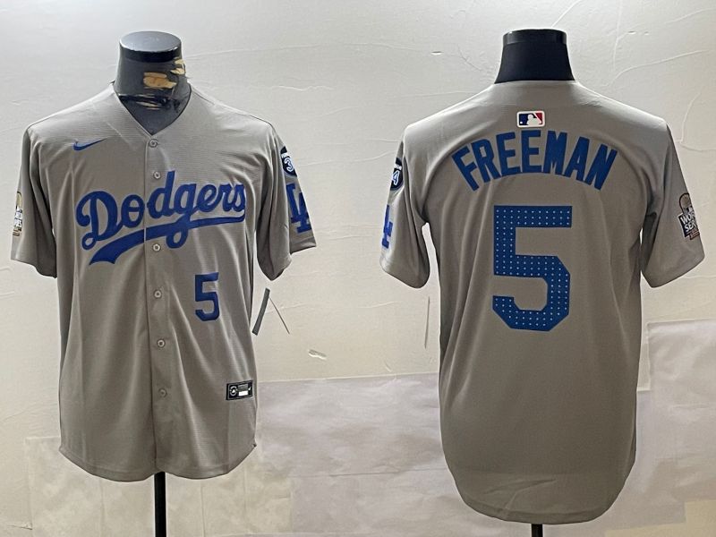 Men Los Angeles Dodgers #5 Freeman Grey Game 2024 Nike MLB Jersey style 11207->los angeles dodgers->MLB Jersey